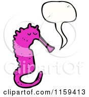 Cartoon Of A Talking Pink Seahorse Royalty Free Vector Illustration by lineartestpilot