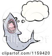 Cartoon Of A Thinking Shark Royalty Free Vector Illustration
