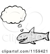 Cartoon Of A Thinking Shark Royalty Free Vector Illustration