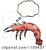 Cartoon Of A Thinking Prawn Royalty Free Vector Illustration by lineartestpilot