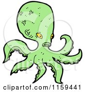Cartoon Of A Green Octopus Royalty Free Vector Illustration by lineartestpilot