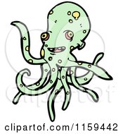 Cartoon Of A Green Octopus Royalty Free Vector Illustration by lineartestpilot