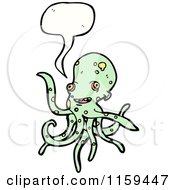 Cartoon Of A Talking Green Octopus Royalty Free Vector Illustration