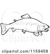 Cartoon Of A Black And White Fish Royalty Free Vector Illustration
