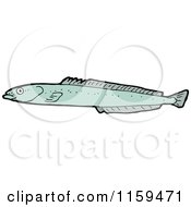 Cartoon Of A Green Fish Royalty Free Vector Illustration