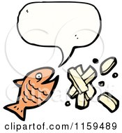 Cartoon Of A Talking Fish And Chips Royalty Free Vector Illustration