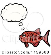 Cartoon Of A Thinking Red Fish Royalty Free Vector Illustration