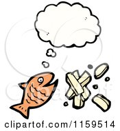 Cartoon Of A Thinking Fish And Chips Royalty Free Vector Illustration