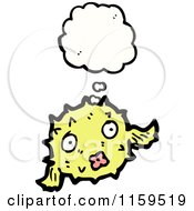 Cartoon Of A Thinking Yellow Blowfish Royalty Free Vector Illustration by lineartestpilot