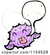 Cartoon Of A Talking Purple Blowfish Royalty Free Vector Illustration by lineartestpilot