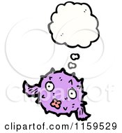 Cartoon Of A Thinking Purple Blowfish Royalty Free Vector Illustration