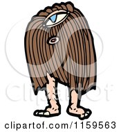 Cartoon Of A Brown Hairy Cyclops Monster Royalty Free Vector Illustration by lineartestpilot