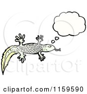 Cartoon Of A Thinking Salamander Royalty Free Vector Illustration