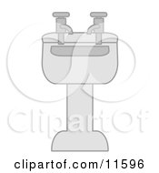 Porcelain Bathroom Sink With Two Faucets Clipart Illustration by AtStockIllustration
