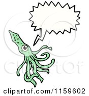 Cartoon Of A Talking Green Squid Royalty Free Vector Illustration by lineartestpilot
