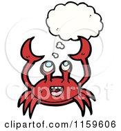 Cartoon Of A Thinking Red Crab Royalty Free Vector Illustration by lineartestpilot