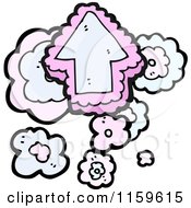 Cartoon Of An Up Arrow And Flowers Royalty Free Vector Illustration