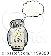 Cartoon Of A Thinking Robot Royalty Free Vector Illustration
