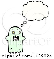 Cartoon Of A Thinking Ghost Royalty Free Vector Illustration