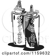 Black And White Mustard And Catsup Condiment Bottles