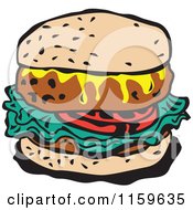 Cartoon Of A Cheeseburger Royalty Free Vector Clipart by Andy Nortnik
