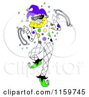 Clipart Of A Mardi Gras Jester With Beads Royalty Free Illustration