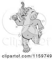 Cartoon Of A Happy Elephant Dancing Upright Royalty Free Vector Clipart