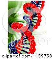 Clipart Of A 3d Red And Blue Double Helix Dna Strand Over Green Royalty Free CGI Illustration by MacX