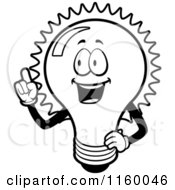 Poster, Art Print Of Black And White Happy Bulb With An Idea