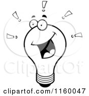 Poster, Art Print Of Black And White Bright Lightbulb With Exclamation Points