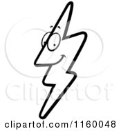 Cartoon Clipart Of A Black And White Lightning Bolt Mascot Vector Outlined Coloring Page