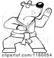 Cartoon Clipart Of A Black And White Karate Bear Vector Outlined Coloring Page