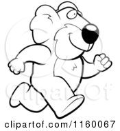 Cartoon Clipart Of A Black And White Koala Running Upright Vector Outlined Coloring Page