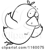 Cartoon Clipart Of A Black And White Bird Flying Vector Outlined Coloring Page