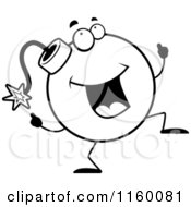 Cartoon Clipart Of A Black And White Bomb Doing A Happy Dance Vector Outlined Coloring Page