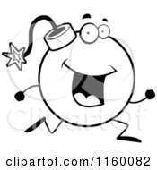 Cartoon Clipart Of A Black And White Running Bomb Character Vector Outlined Coloring Page
