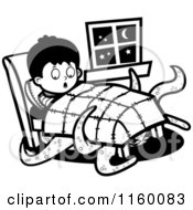 Poster, Art Print Of Black And White Tentacled Monster Emerging From Under A Boys Bed