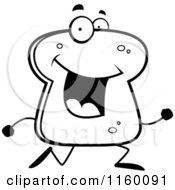Poster, Art Print Of Black And White Happy Bread Character Running