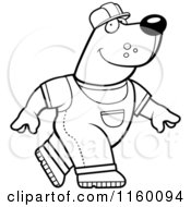 Cartoon Clipart Of A Black And White Construction Bear Walking Vector Outlined Coloring Page