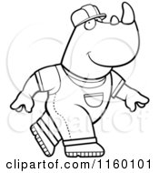Poster, Art Print Of Black And White Construction Worker Rhino In Overalls