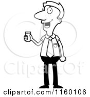 Poster, Art Print Of Black And White White Businessman Holding A Glass Of Water