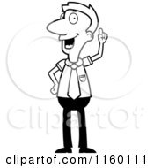 Cartoon Clipart Of A Black And White Creative Businessman With An Idea Vector Outlined Coloring Page