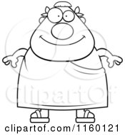 Cartoon Clipart Of A Black And White Plump Roman Man Vector Outlined Coloring Page by Cory Thoman