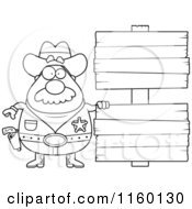 Poster, Art Print Of Black And White Chubby Sheriff With Double Wood Signs