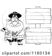 Poster, Art Print Of Black And White Chubby Pirate By Double Wooden Signs