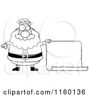 Poster, Art Print Of Black And White Plump Santa Holding Out A Blank Scroll Sign