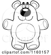 Cartoon Clipart Of A Black And White Chubby Teddy Bear Vector Outlined Coloring Page