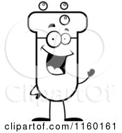Cartoon Clipart Of A Black And White Test Tube Character Waving Vector Outlined Coloring Page