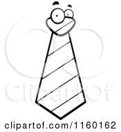 Cartoon Clipart Of A Black And White Striped Tie Face Vector Outlined Coloring Page