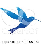 Clipart Of A Gradient Blue Hummingbird Royalty Free Vector Illustration
